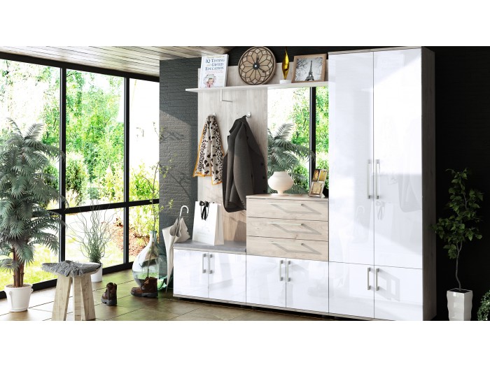 Портманто Step (greige castello oak/mdf white gloss)